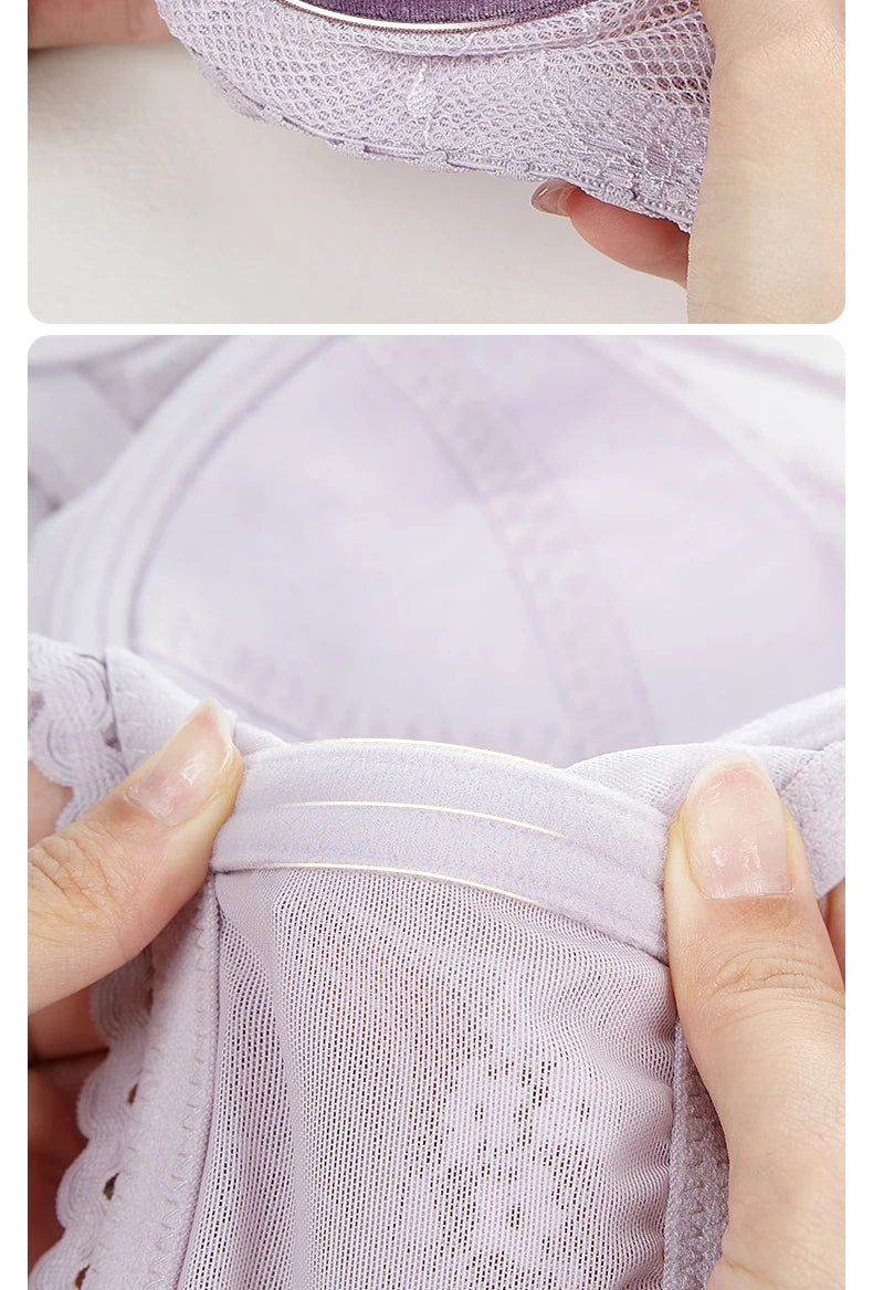 Womens Lace Thin Cup Push Up Underwire Bra