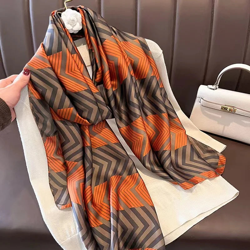 Women Summer Silk Scarves Shawl Lady Wrap Soft Female Echarpe Designer Beach Stole Bandana foulard muffler