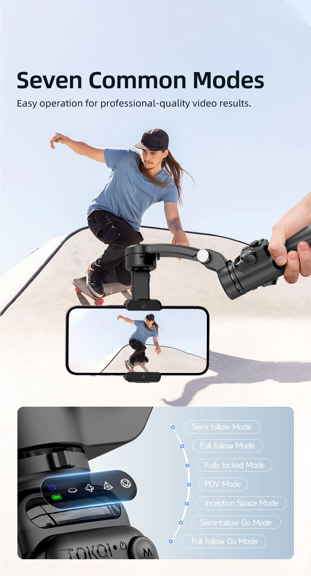 3-Axis Handheld Gimbal Stabilizer for Smartphone with Wireless Remote for iPhone Android Phone Face Tracking Tiktok Vlog
