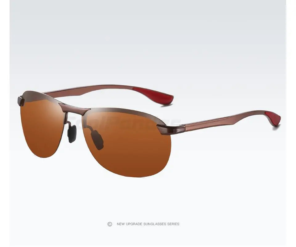 Rimless Photochromic Polarized UV400 Aluminum Driving Sunglasses for Men Women