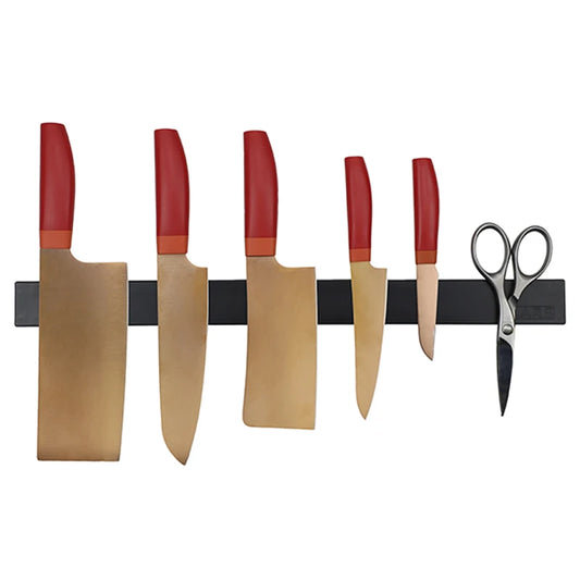 Magnetic Knife Bar Strip Black Kitchen Knife Rack Scissors Utensil Storage Organizer Knife Holder Wall Mount Magnet Knife Stand