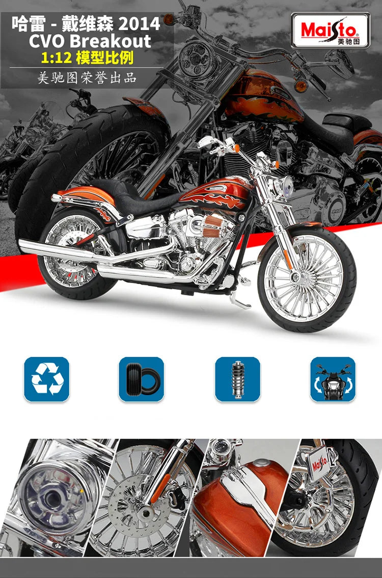 Diecast Harley CVO Breakout 2014 Motorcycle Model 1 to 12 Scale