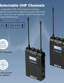 BY-WM8 PRO UHF Wireless Lavalier Lapel Microphone for iPhone Android DSLR Cameras PC Computer Interview Youtube Streaming