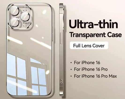 Case For iPhone 16 Pro Max Anti-drop Transparent Cover For iPhone 16 15 14  Pro Max Soft TPU Case With Len Protection