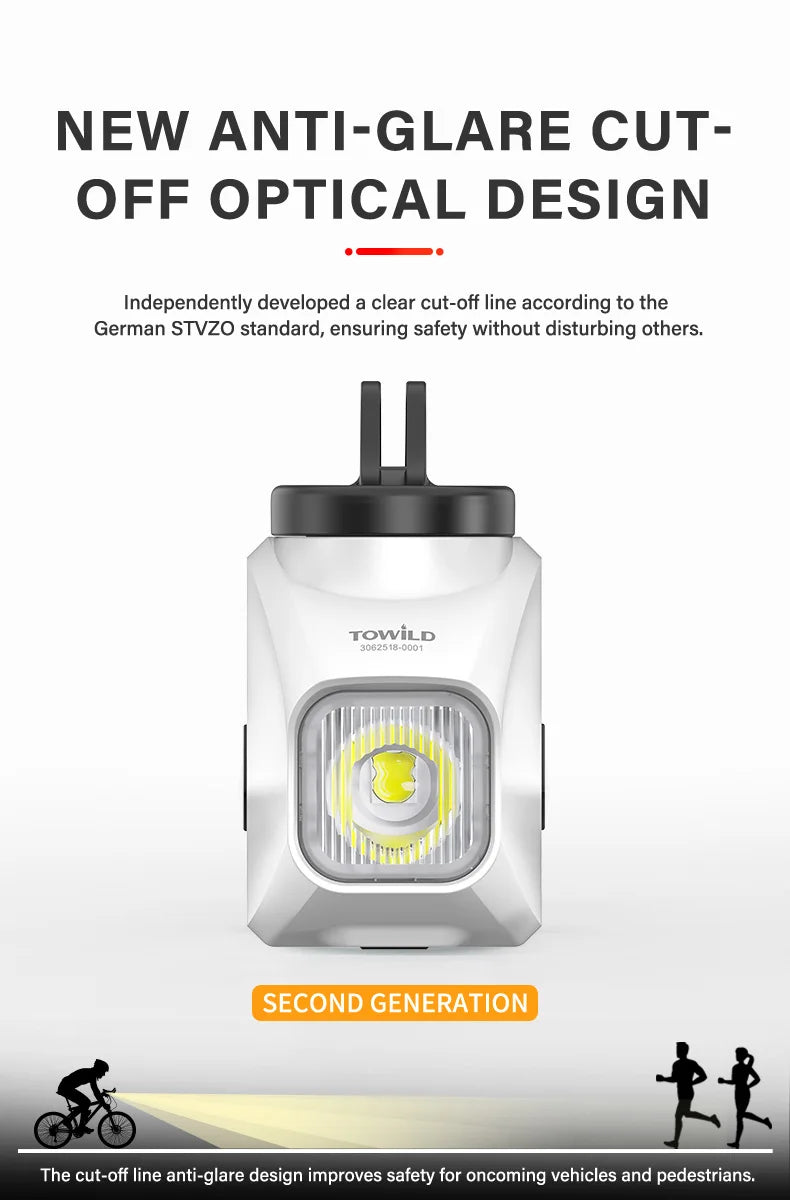 DL1200S Bicycle Light With Anti-Glare Cut-Off Line Beam 1500LM Rechargeable Led Bike Front Lights Mtb Cycling Headlights