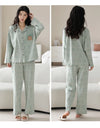Women’s Winter 100% Cotton Pajama Set – Loose Fit, Turn-Down Collar, Long Sleeves, Cute Pink