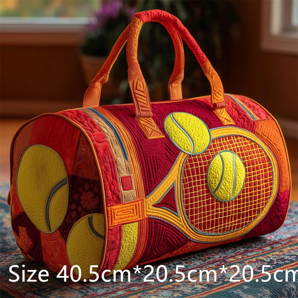 Tennis Racket 3D Printed Quilted Duffel Bag Large Capacity Sports Travel Gym Bag Fashion Weekender Overnight Bag for Men Women