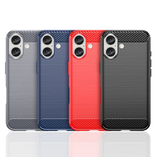 For iPhone 16 Case Silicone Carbon Fiber Protector Case For iPhone 16 Pro Max 16 Plus Cover Shockproof Rubber TPU Cover Case