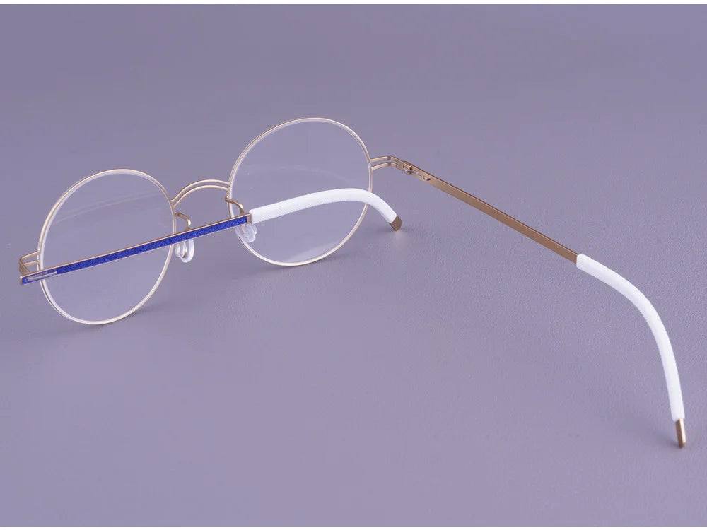Vintage Round Screwless Titanium Eyeglasses Frame