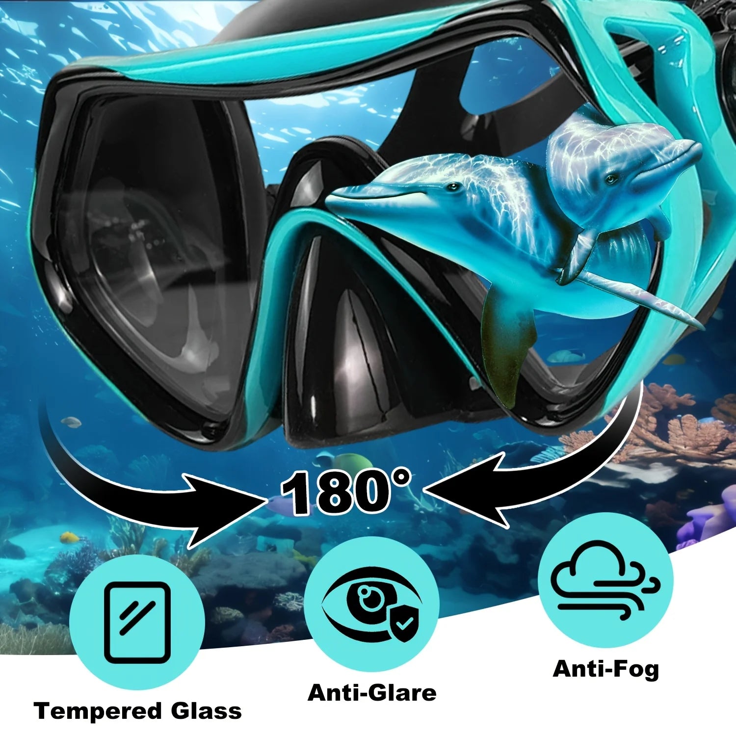 Scuba Diving Mask Snorkel Set For  Tempered Glass Professional Panoramic Snorkeling Gear Swimming Training