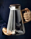 Large Capacity 2000ML Glass Cold Water Jug Heat Resistant Water Pot With Wooden Handle Filter Lid Juice Glass Pitcher Bottle