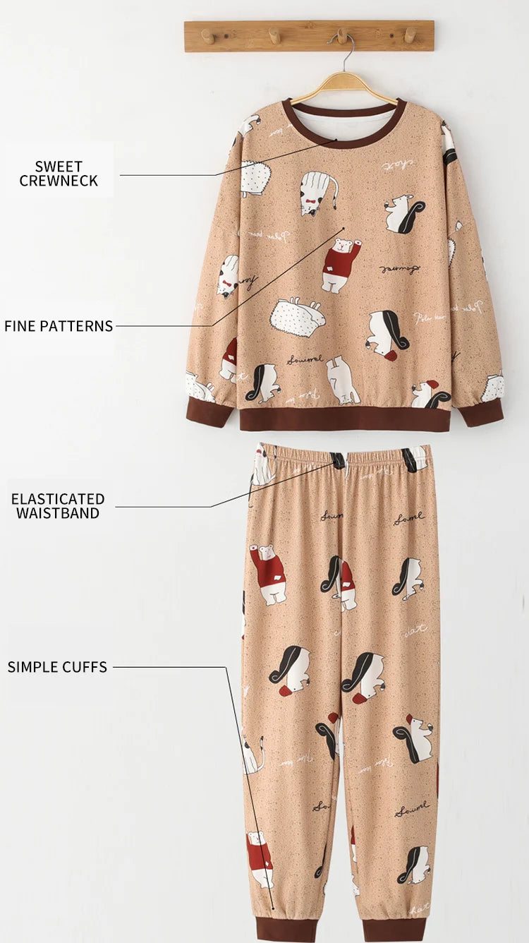 Women’s Winter Corduroy Cotton Pajama Set – Cute, Comfortable, Loose Long Sleeve Loungewear