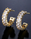 Trendy AAA Baguette Cubic Zirconia T Stone Hoop Earring