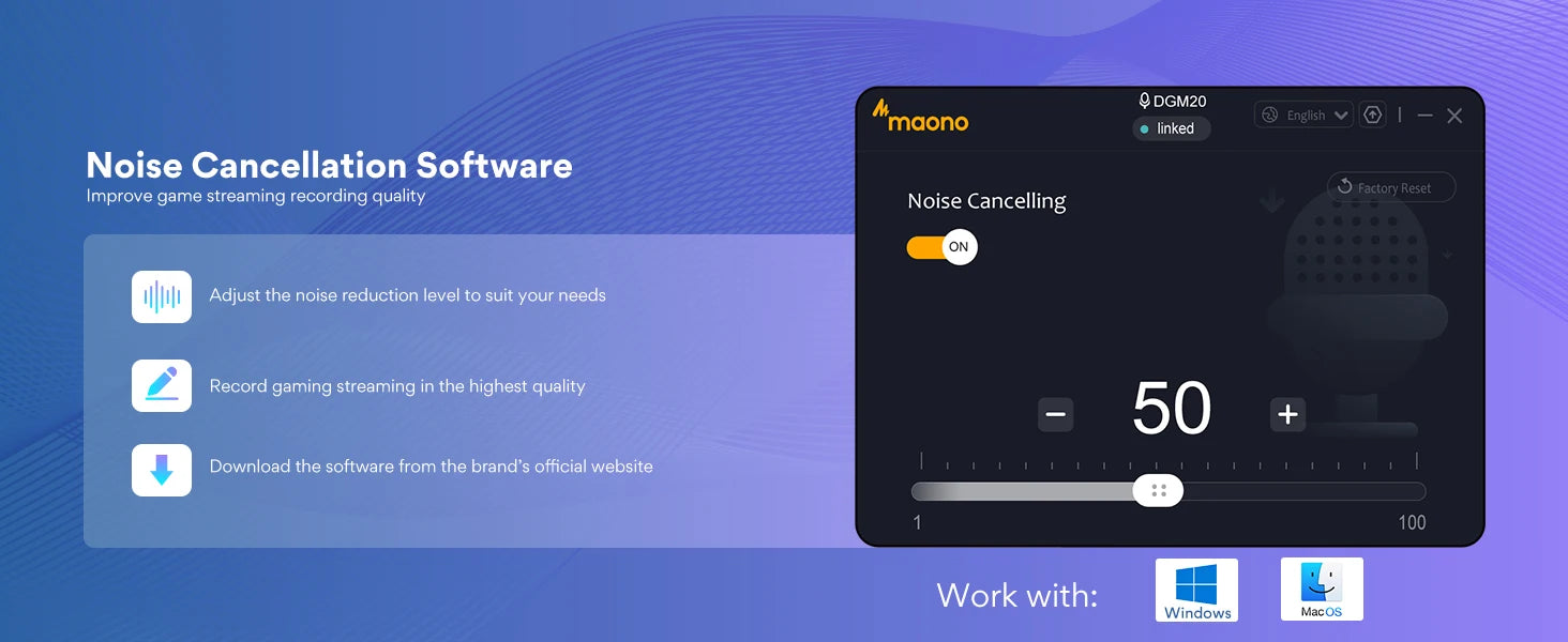 DGM20 Gaming Microphone,USB Microphone Condenser Mic RGB Gaming Mic with Noise reduction software,Mic Gain,One Key Mute