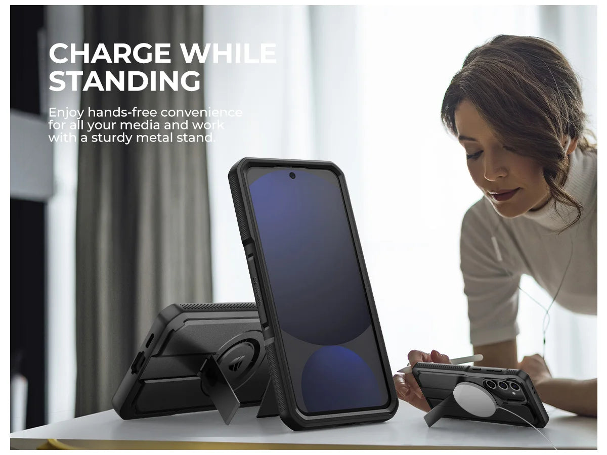 For Samsung Galaxy S24 FE Case with Camera Cover & Built-in Screen Protector Magnetic Rugged Shockproof Protective Cover Holder