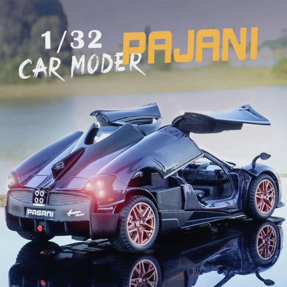 1:32 Scale Pagani Dinastia Huayra BC Car Model Toy Sound Light Gull Wing Door Alloy Diecast Supercar Models Boys Gifts