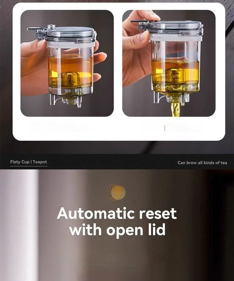 High Borosilicate Glass Tea Pot with One Touch Tea Separation Filter 1000ml