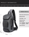 Anti-theft Chest Bag Shoulder Strap USB Rechargeable Crossbody School Gym Pack, Men Sports Waterproof Shoulder Bag