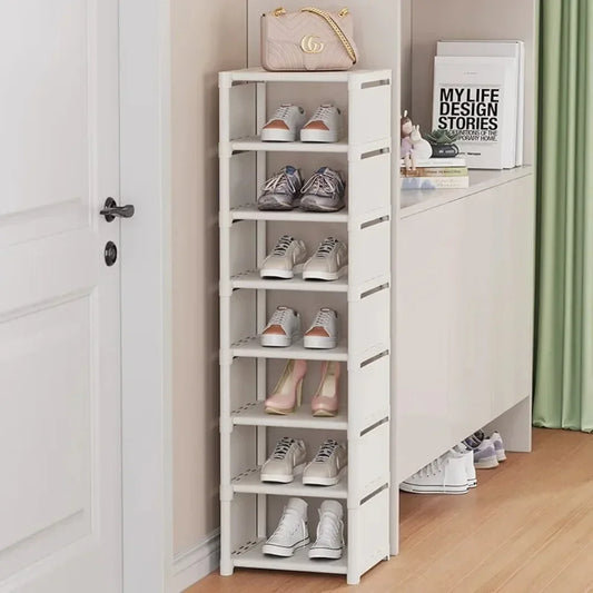 5/6/7/8-Tier Adjustable Shoes Storage Rack Stackable Shoe Cabinet Wall Corner Multiple Layers Modern Freestanding Shoe Organizer