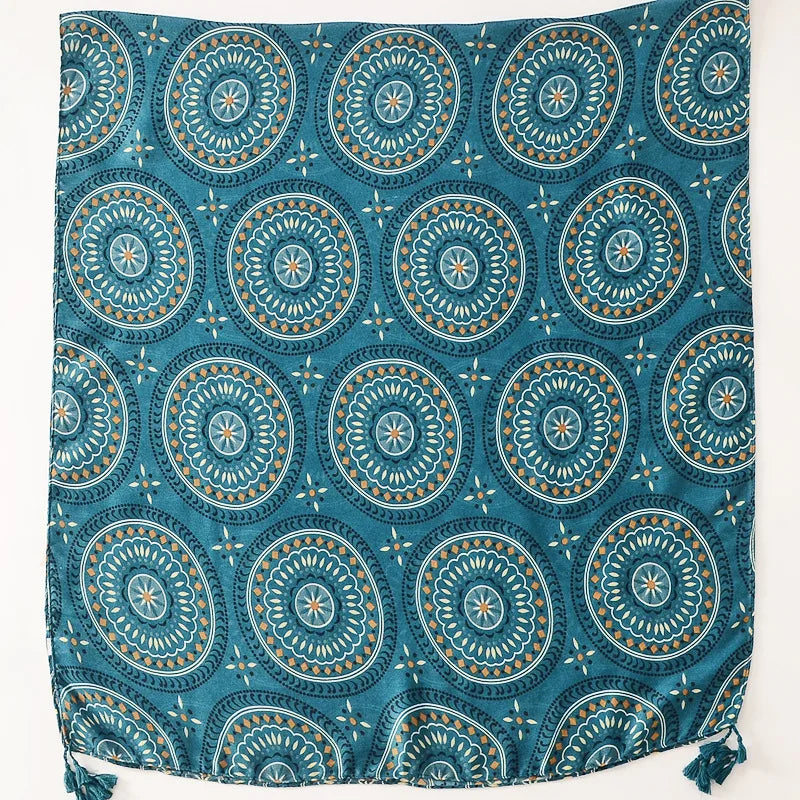 Spring Scarf Pink Blue Floral Paisley Printed Scarves Women Lady Girl Cotton Linen Bohemian Scarf For Summer Beach Shawl Bandana