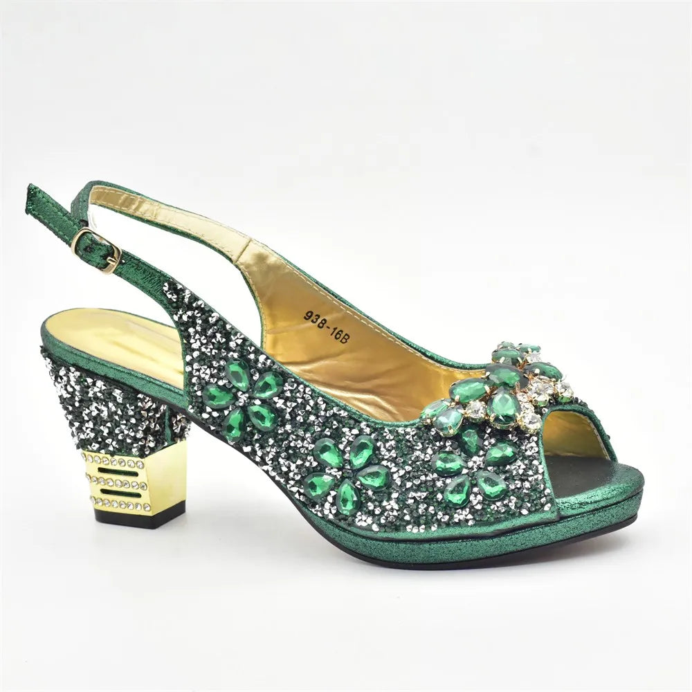 Italian Women Wedding Shoes and Bag Set Decorated with Rhinestone Women Shoe Size 43 Shoes for Women 2025
