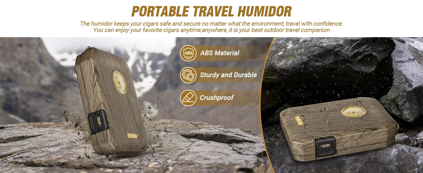 Travel Cigar Humidor with Cigar Lighter, Cedar Wood, V Cut Cutter, Portable Cigar Humidor with Humidifier & Hygrometer