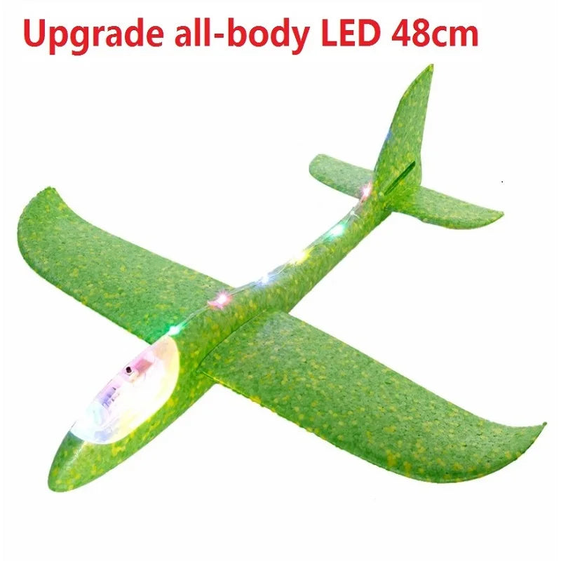 48cm LED DIY Kids Toys Hand Throw Flying Glider Planes Foam Aeroplane Model Party Bag Fillers Flying Glider Plane Toys Kids Game