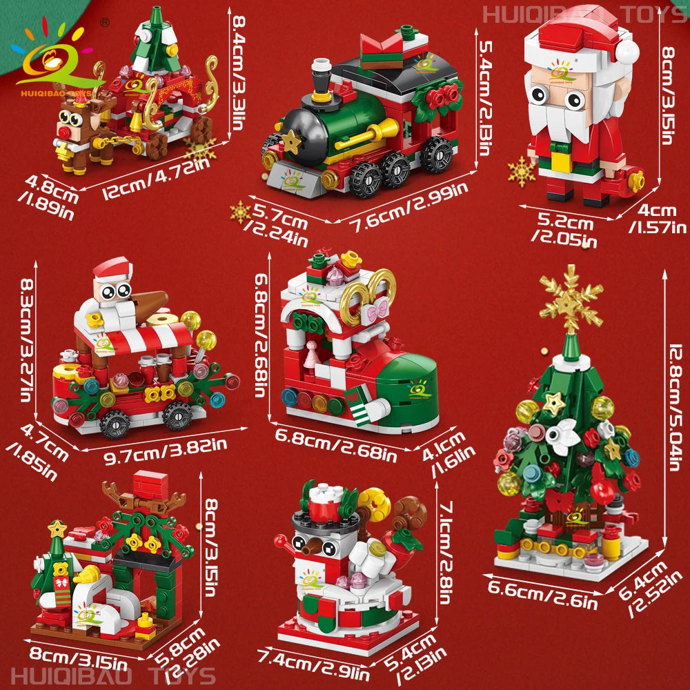 Christmas 8IN1 Santa Claus Tree Model Building Block DIY Elk Snowman Bricks Ornament Toys for  Adult Gift