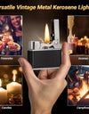 Vintage Kerosene Lighter, Windproof Soft Flame, Metal and Leather Trench Lighter, Fluid Refillable Pocket Lighters