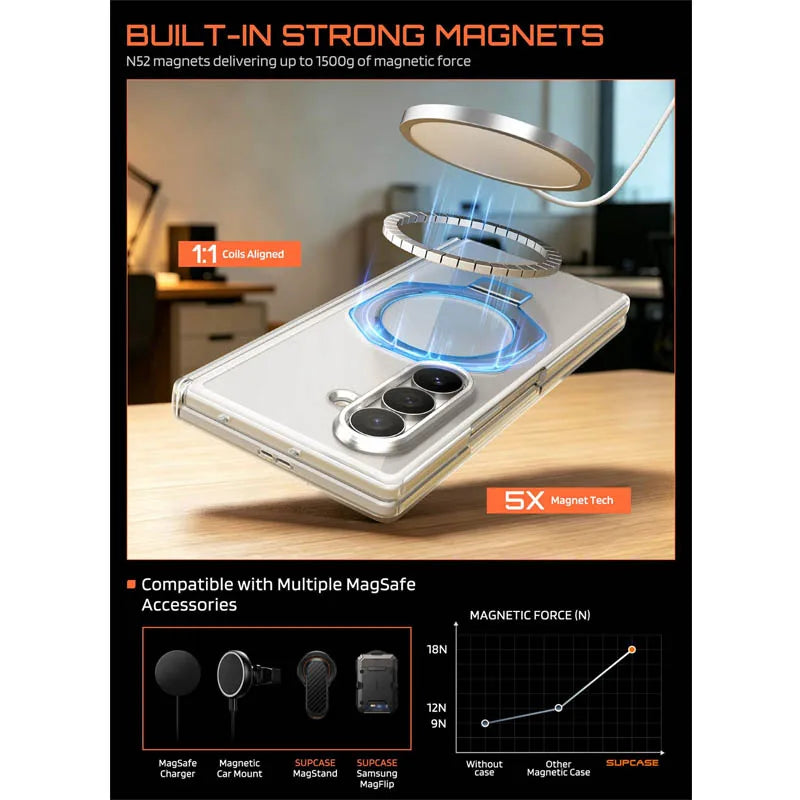 Full Body Rugged Phone Case with Built In Screen Protector and Magnetic Ring Kickstand for Samsung Galaxy Z Fold 8 Ultra