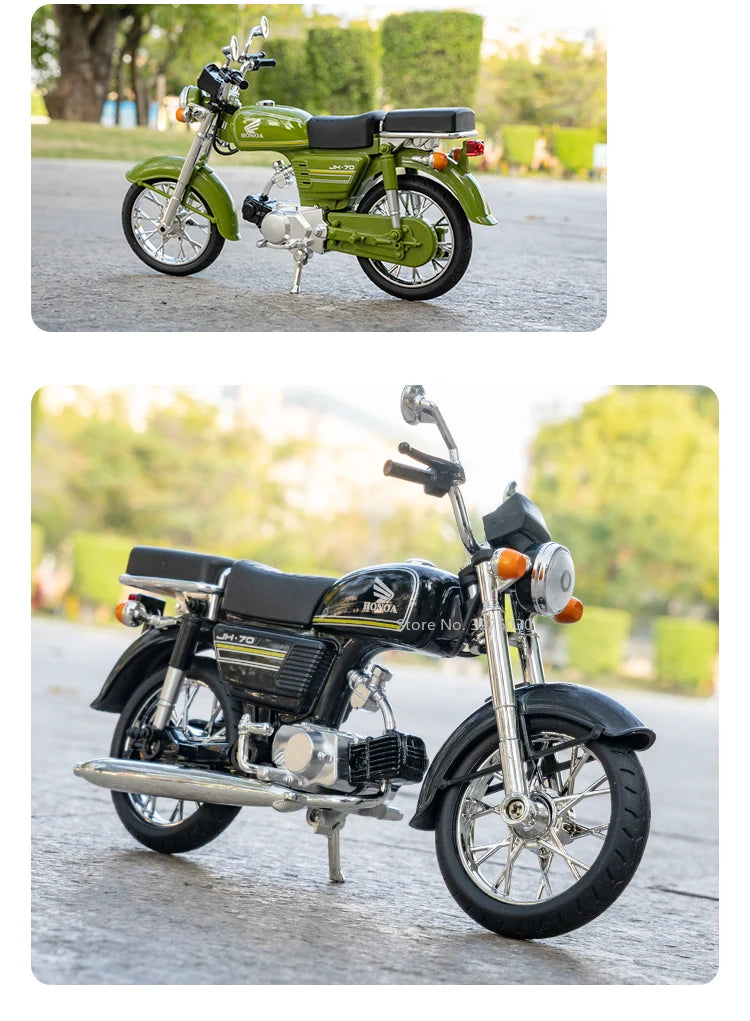 1/10 Scale Honda JiaLing JH-70 Alloy Classic Motorcycle Toys Diecast Simulation Metal Motorcycle Sound and Light Model