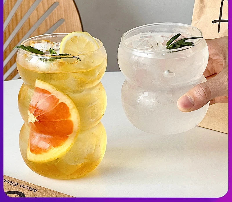 1/2/4pcs Wave Shape Glass Cup Tumbler Beverage Beer Glasses Heat-resistant Clear Drinking Glasses For Juice Coffee Cocktail