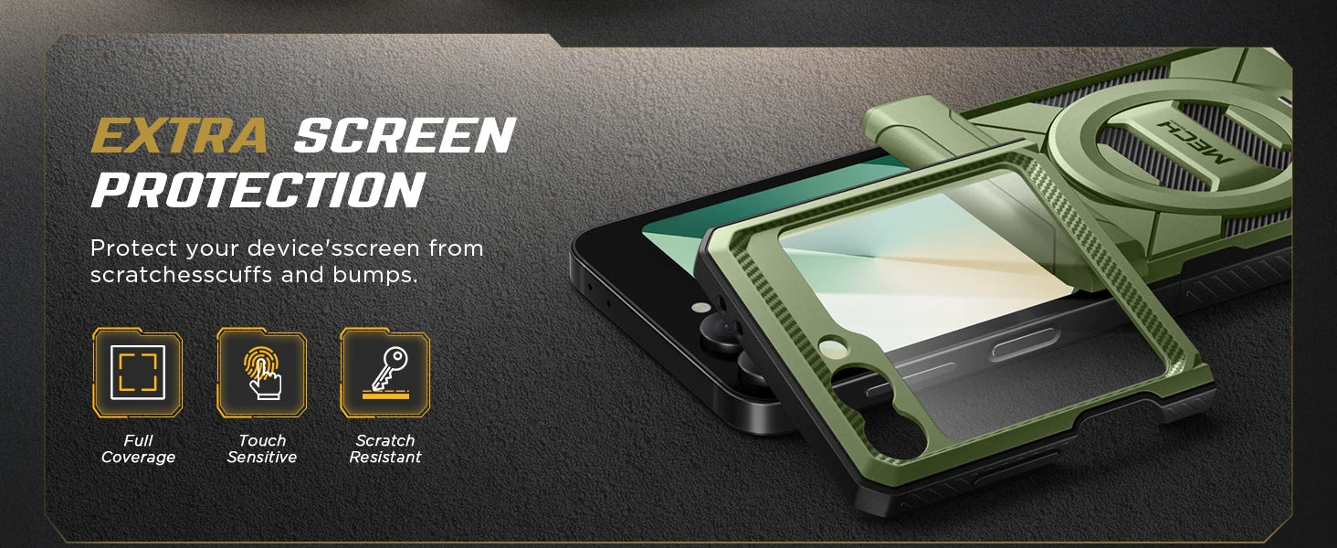 For Z Flip 7 FE/Z Flip 6 Cases Built-in  Ring Stand with Magsafe Full Coverage Hinge Protection Screen Protector Cover