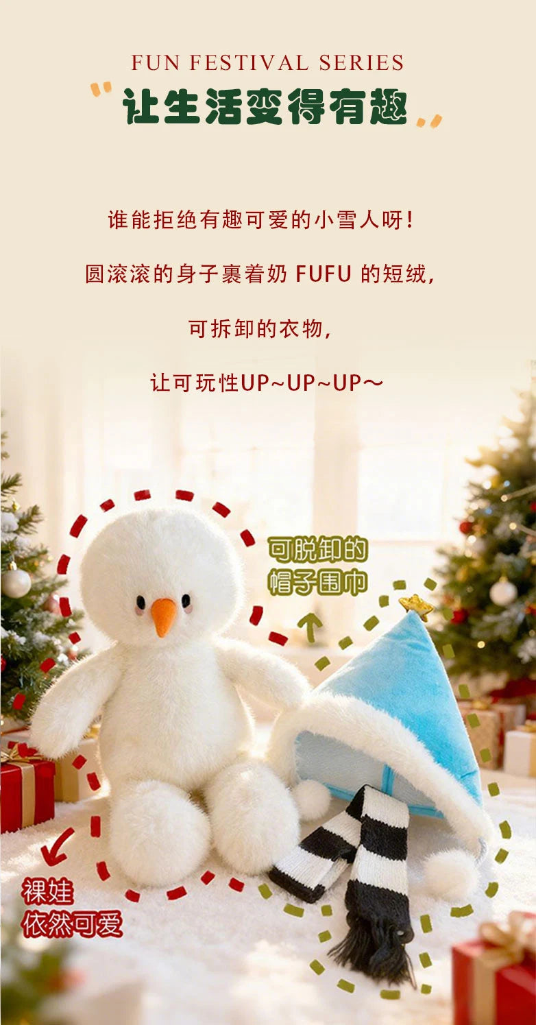 Realistic Snowman Plush Soft Stuffed Christmas Pillow