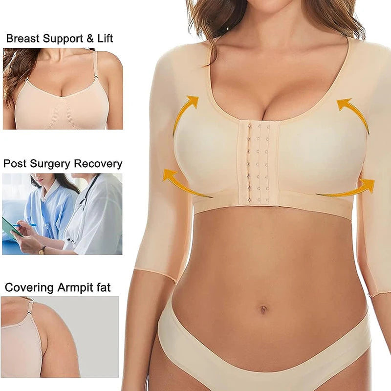 Women Arm Shaper Compression Top – Half Sleeve Posture Corrector Shapewear