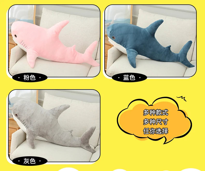 Colorful Shark Plush Stuffed Animal Soft Fish Pillow