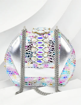 Rhinestone Design INS African Shoes and Bag Set in Silver Color Open Toe Comfortable Women Heels