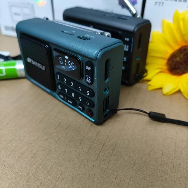 SANSUI F77 Wireless Bluetooth Speaker Gift for Elderly Portable FM Radio with TF Playback Voice Recorder Digital Music Play TF