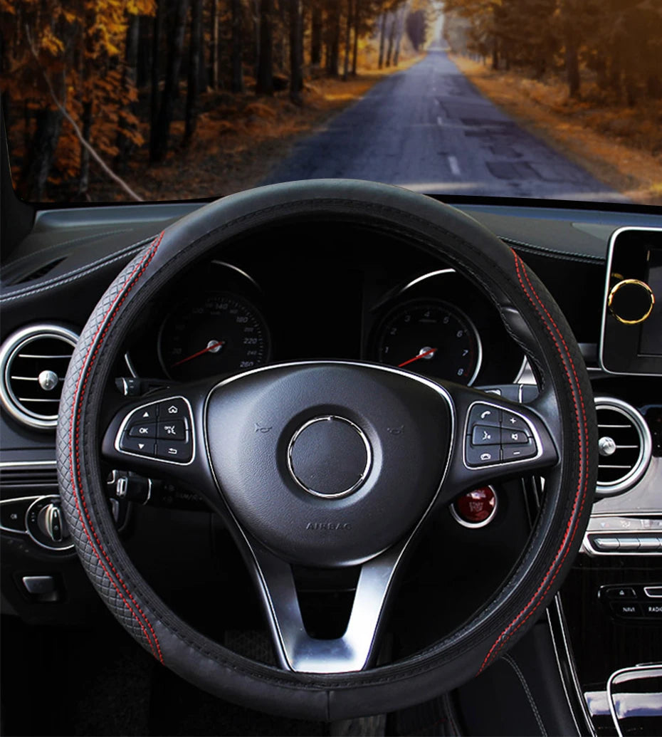 Universal Microfiber Leather Car Steering Wheel Cover 37CM 39CM