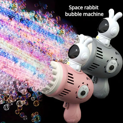 Children's 23-hole Space Rabbit Handheld Bubble Gun Toy Outdoor Toys (excluding Bubble Liquid And Batteries)