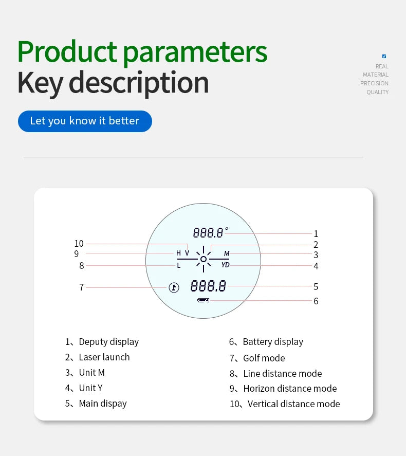 Laser Golf Rangefinder Telescope Hunting Outdoor Distance Meter 800m-2000m 6x Magnification