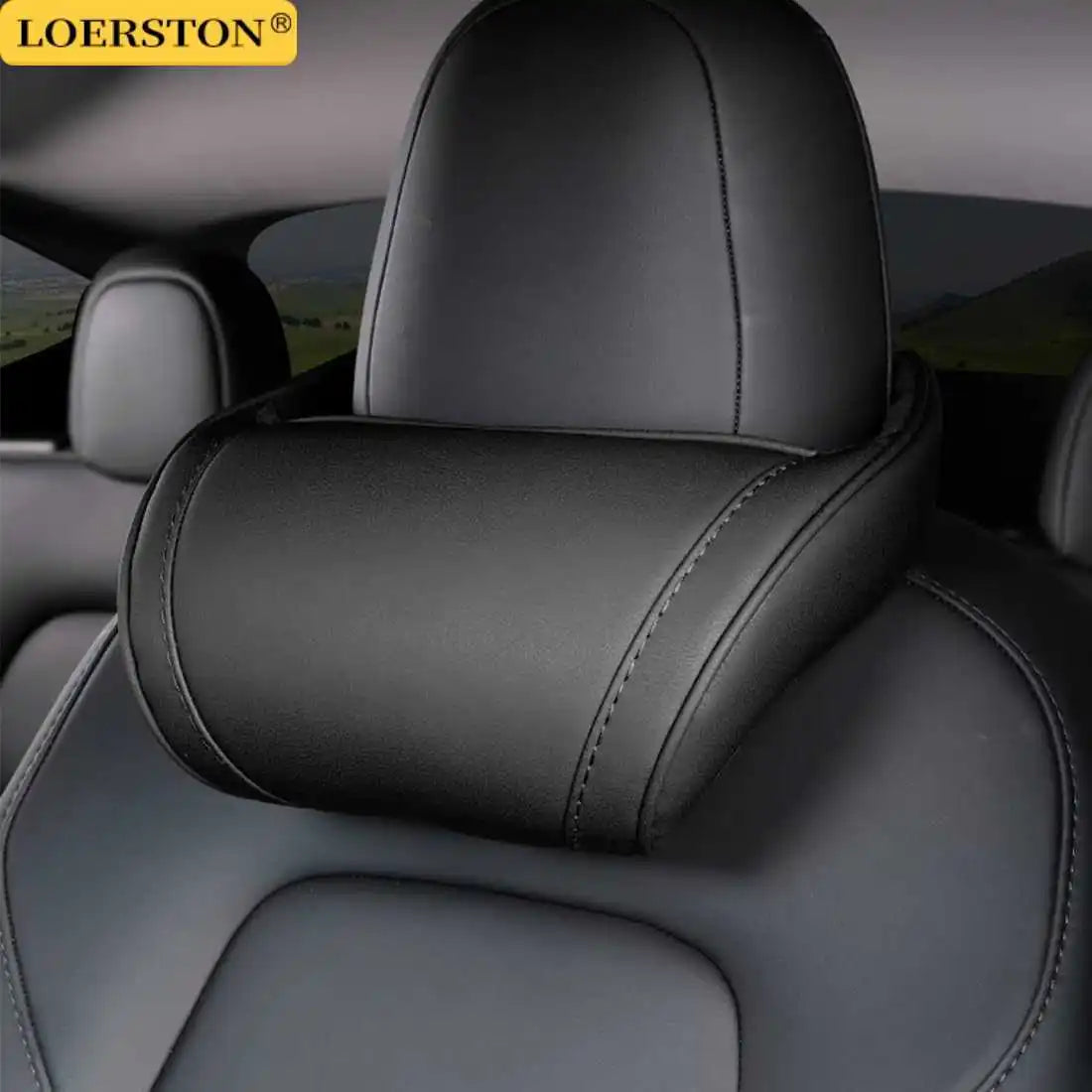 For Tesla Model 3/Y/X/S Seat Headrest Travel Rest Neck Pillow PU Leather Neck Pillow Memory Foam Pillows Car Accessories
