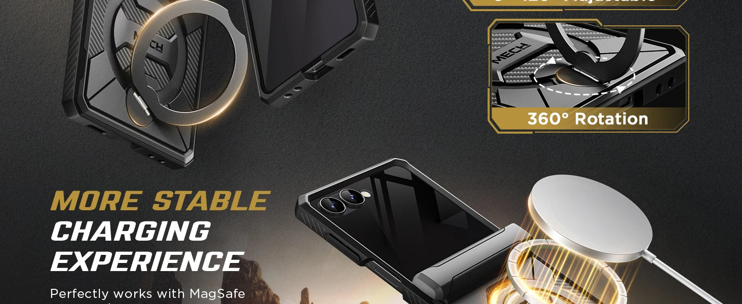 For Samsung Galaxy Z Flip 7 Case with 360° Spin  Ring Stand Built-in Privacy Screen Protector Full-Body Shockproof Cover