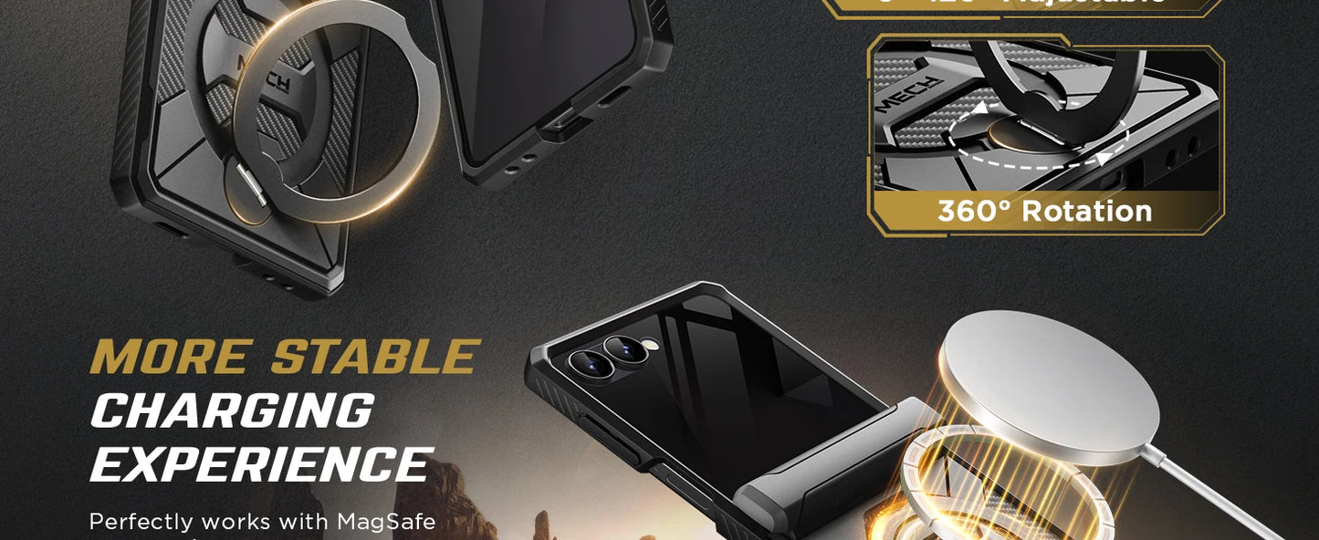 For Samsung Galaxy Z Flip 7 Case with 360° Spin  Ring Stand Built-in Privacy Screen Protector Full-Body Shockproof Cover
