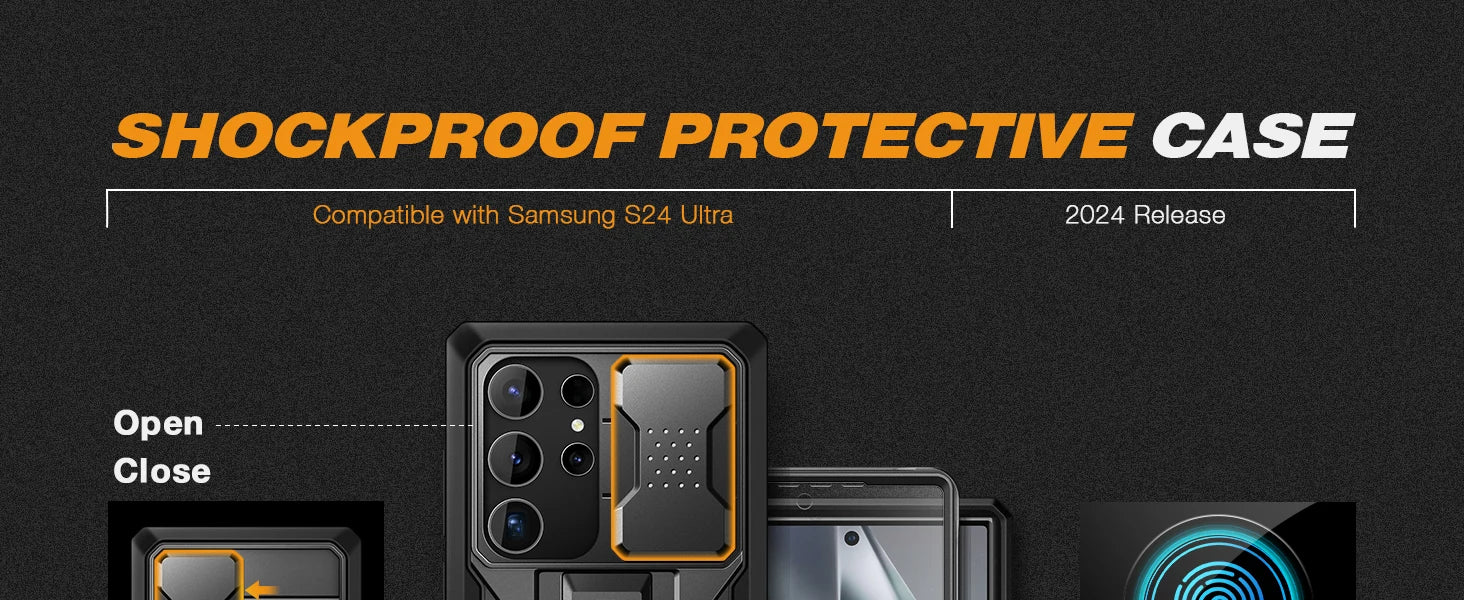 For Samsung Galaxy S24 Ultra Case Full-Body Shockproof Dual Layer Rugged Belt-Clip Case with Front Frame camera Screen Protector