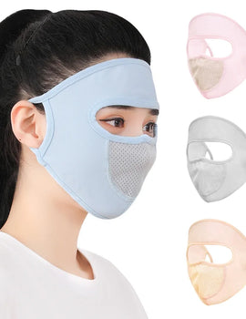 Ice Silk Sunscreen Mask Outdoor Sports Anti-UV Face Mask Cycling Breathable Anti-dust Face Cover Women Girls Hanging Ear Mask