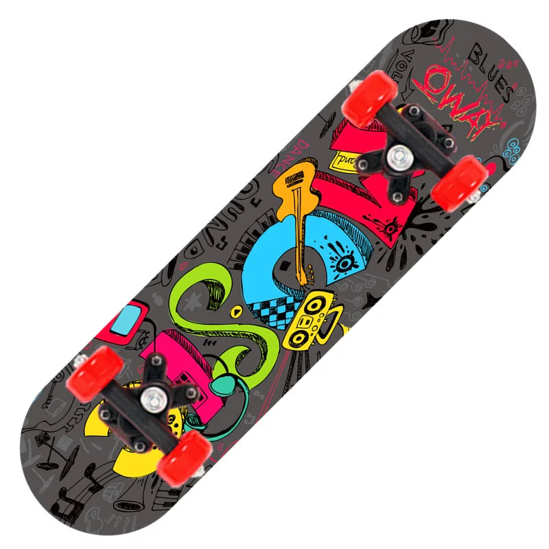 Cartoon Four-wheel Skateboard  Beginner Skateboards Maple Wood Deck Skate Board Outdoor Double Rocker Skateboard