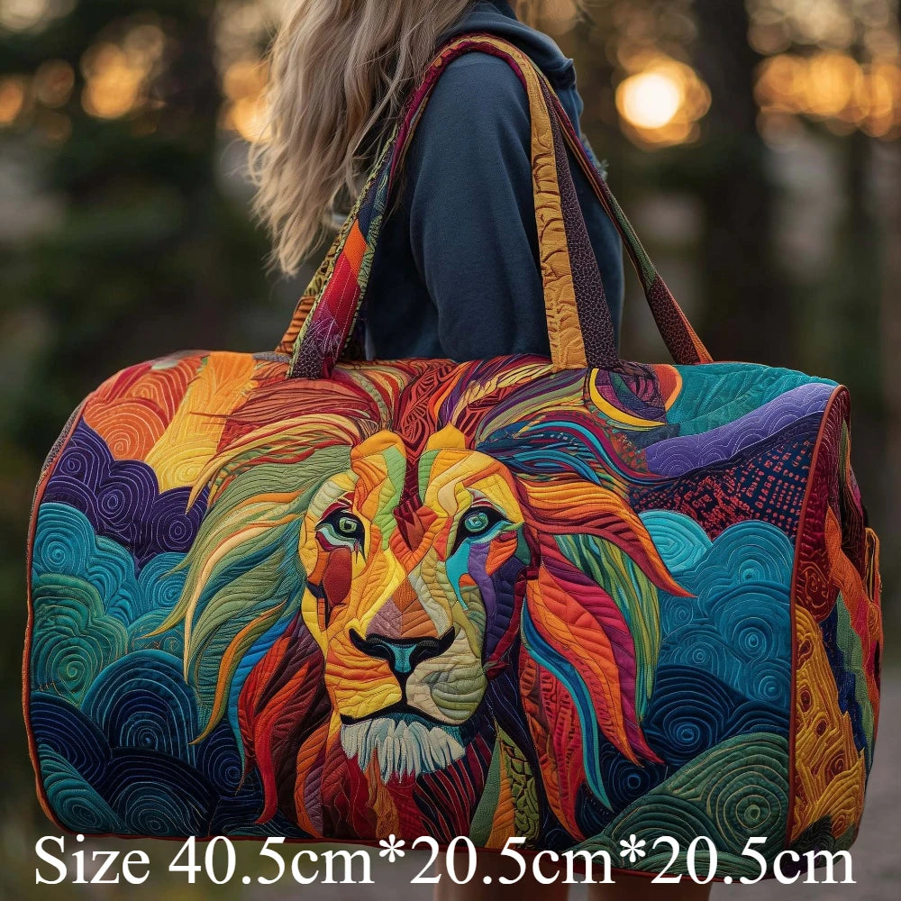 3D Quilted Travel Tote Bag Animal Print Bear Flamingo Peacock Llama Lion Boho Art Tote for Men Women Weekend Beach Trip Bags
