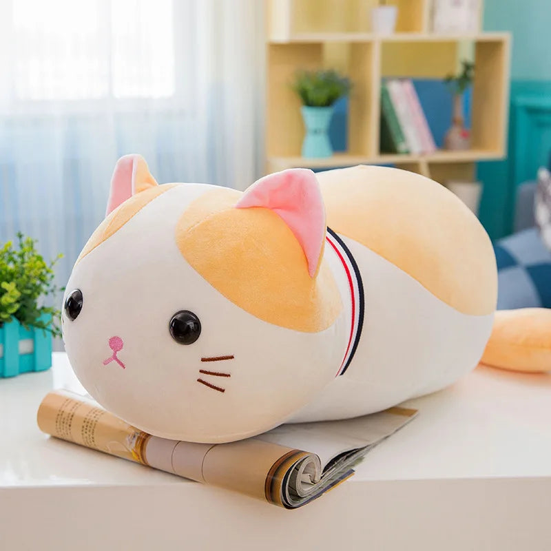 Kawaii Plush Toy Cute Cat Pillow Stuffed Doll Soft Cuddly Animal for Kids Birthday Gift Perfect Sleep Companion and Pet Style