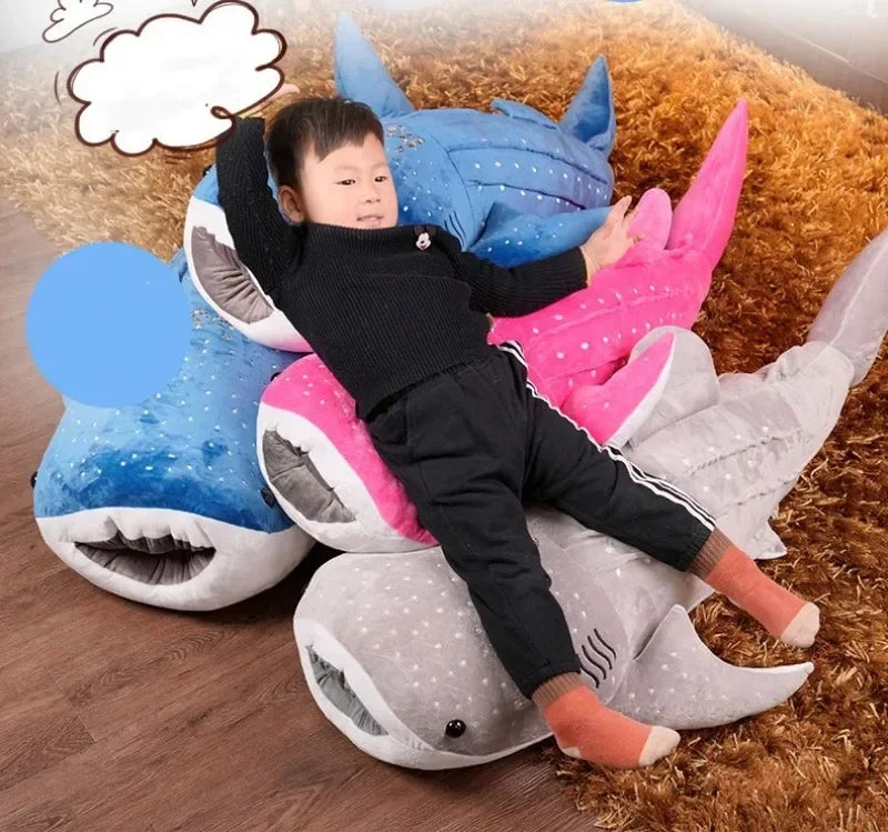 Large Whale Shark Body Pillow Long Cute Fish Stuffed Sofa Decorative Plush Body Pillow Whale Shark Back Plush Cushion Decor Gift